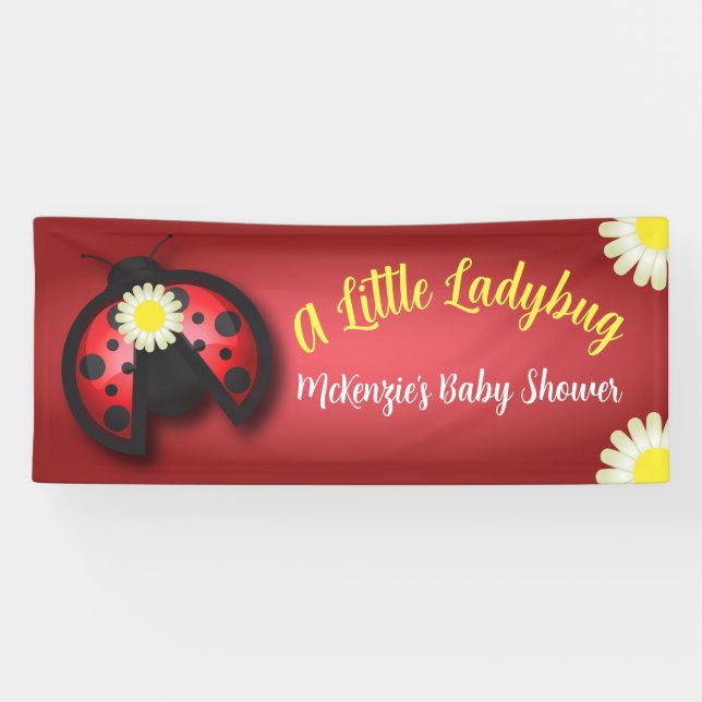 Banderoles Joli Baby shower de marguerites rouges et noires (Horizontal)