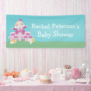 Banderoles Joli Baby shower rose pâle