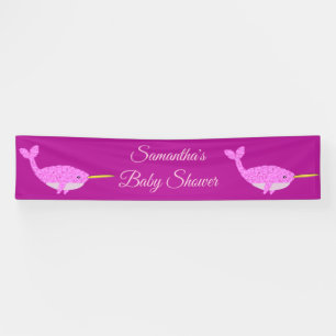 Banderoles Joli bébé rose fille Narwhal Baby shower personnal