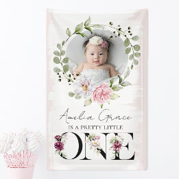 Banderoles Joli Blush Floral ONE First Birthday Photo bébé