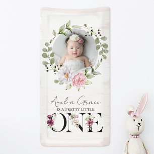 Banderoles Joli Blush Floral ONE First Birthday Photo bébé