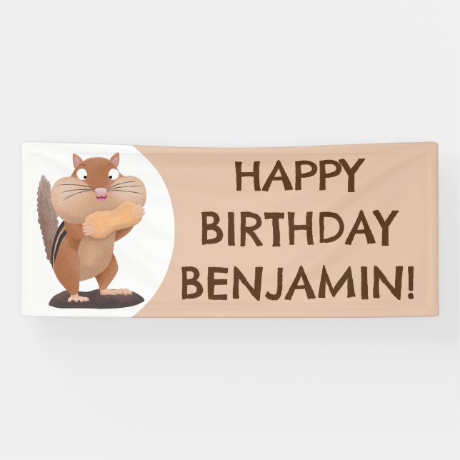 Banderoles Joli chipmunk personnalisées dessin animé annivers (Horizontal)