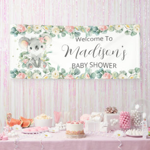 Banderoles Joli fond de bienvenue avec koala rose et feuillag