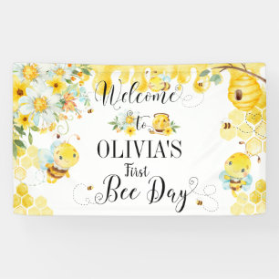 Banderoles Joli fond de scène d'anniversaire avec abeilles à