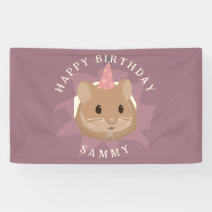 Banderoles Joli hamster d'anniversaire aux tons feutrés