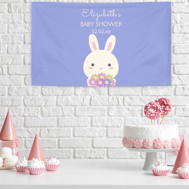 Banderoles Joli Petit Lapin & Fleurs Baby Girl Douche Party (Créateur téléchargé)