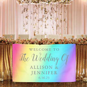 Banderoles Joli Rainbow Fade Mariage personnalisé Bienvenue