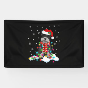 Banderoles Joli Schnauzer Feux de Noël avec Santa Hat