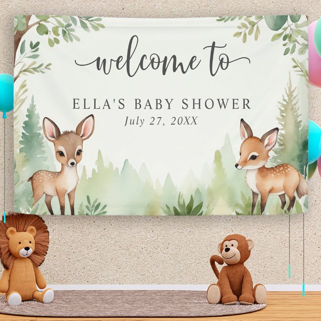 Banderoles Jolie aquarelle Baby shower d'animaux de bois (Créateur téléchargé)