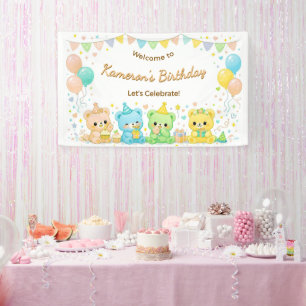 Banderoles Jolie Fête d'Anniversaire de Nounours Pastel pour 