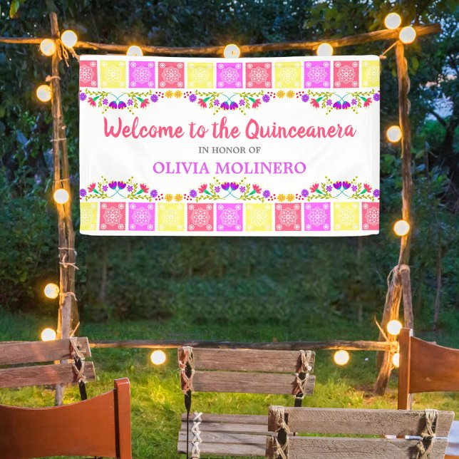 Banderoles Jolie Fiesta Floral Quinceanera mexicaine Bienvenu (Créateur téléchargé)