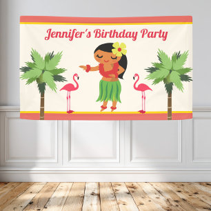 Banderoles Jolie fille hawaïenne de hula fête d'anniversaire