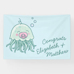 Banderoles Jolie méduse Baby shower Kawaii Rose Girl