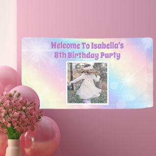 Banderoles Jolie Pastel Rainbow Photo Girls Birthday Party