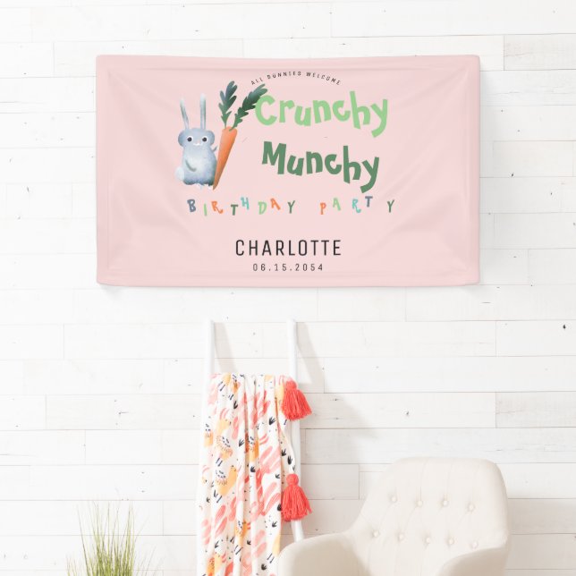 Banderoles Jolie Pink Crunchy Munchy Bunny Fille Anniversaire (En situation)
