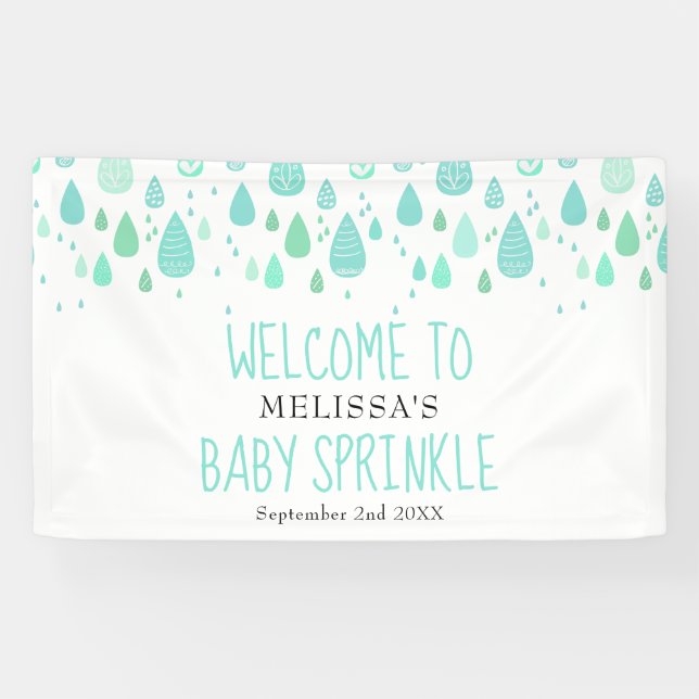 Banderoles Jolie Raindrops Bébé Sprinkle / Douche Bienvenue (Horizontal)