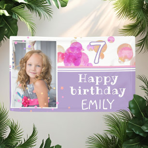 Banderoles Jolies Bulles Roses Fille Photo Anniversaire