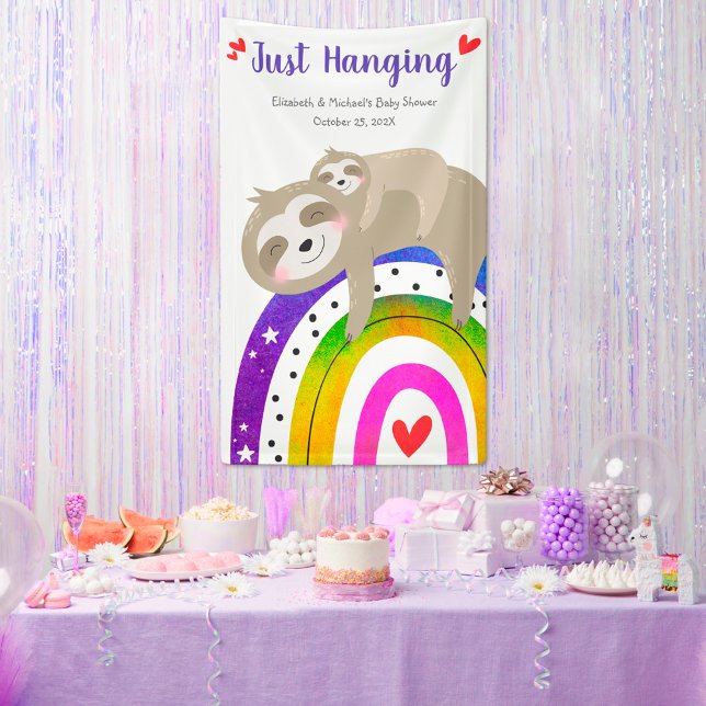 Banderoles Jolies fentes arc-en-ciel Baby shower amusant Boho (Créateur téléchargé)