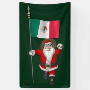 Banderoles Jolly Santa Claus Avec Drapeau Du Mexique