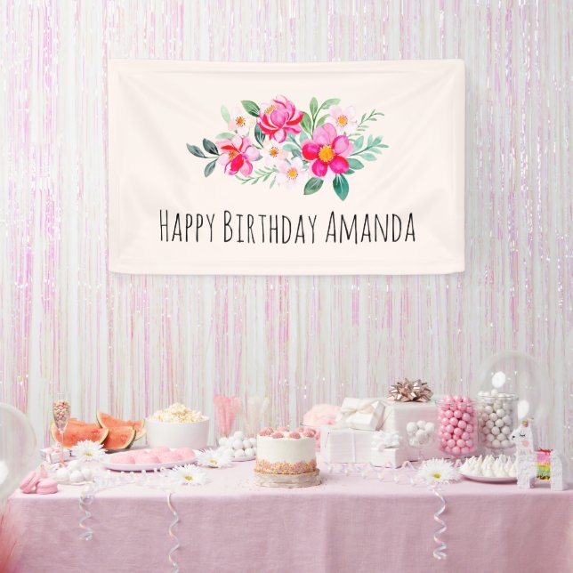 Banderoles Jouer Joli Bouquet de Fleur Rose Anniversaire (Fête)