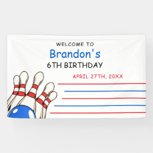 Banderoles Jouer Red & Blue Bowling thème 6e anniversaire
