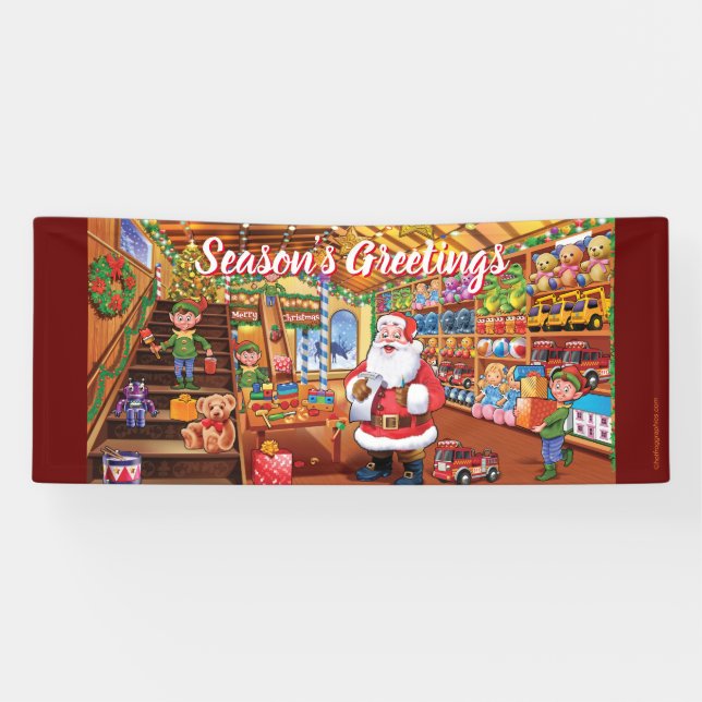 Banderoles Jouets de Père Noël en vinyle de Noël personnalisé (Horizontal)