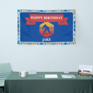 Banderoles Joueur de hockey fête d'anniversaire