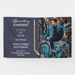 Banderoles Joueur de hockey photo de graduation sportive - Bl
