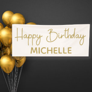 Banderoles Jour d'anniversaire Whimsical Script Cream White G