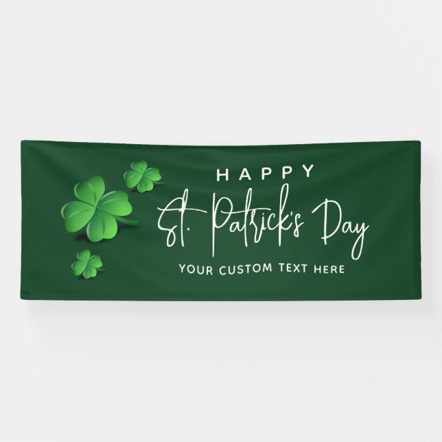 Banderoles Jour de la Saint Patrick moderne Shamrock vert Nom (Horizontal)