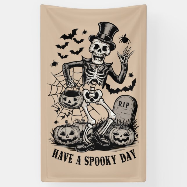 Banderoles Jour éffrayant Halloween Witch Squelette (Vertical)