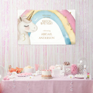 Banderoles Jour Magique Fille Licorne Anniversaire Bienvenue