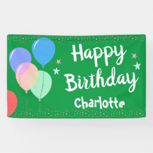 Banderoles Joyeuse Fête d'anniversaire Girl Green