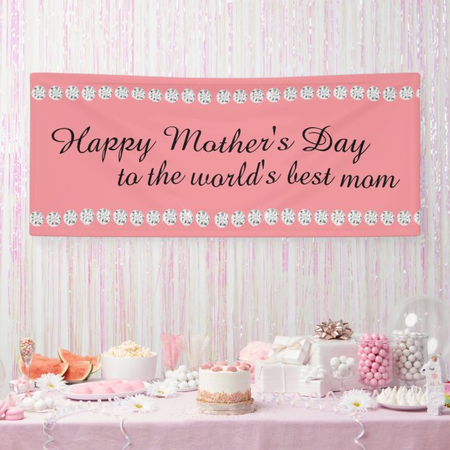 Banderoles Joyeuse fête des mères Bijoux roses Diamants (Fête)