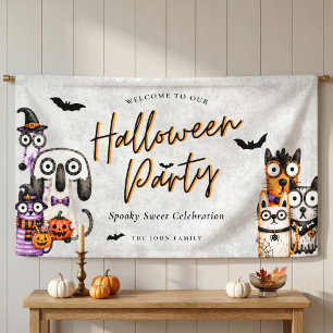 Banderoles Joyeuse fête d'Halloween aquarelle effrayante