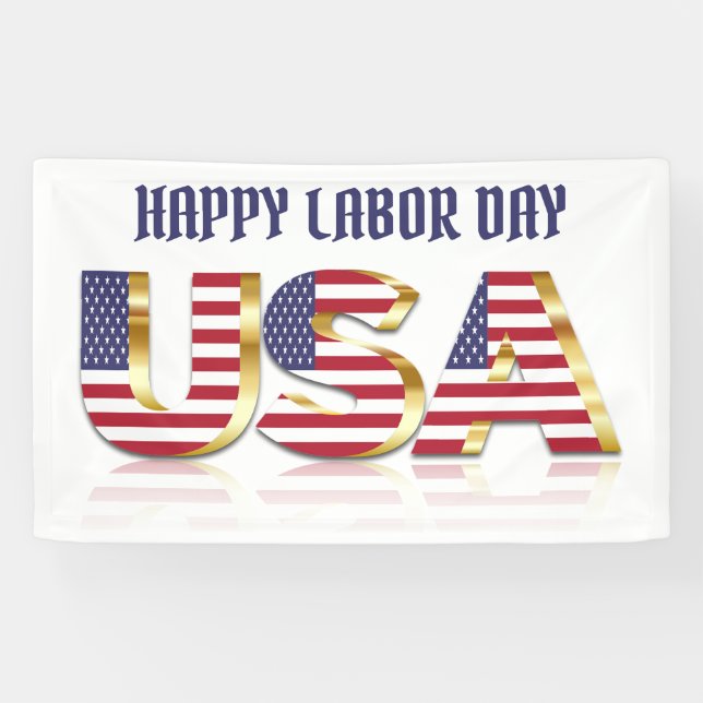 Banderoles Joyeuse Fête du Travail USA Typographie (Horizontal)