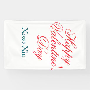 Banderoles Joyeuse Saint-Valentin rouge bleu xoxo amour nom