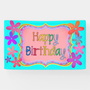 Banderoles Joyeuses fleurs d'anniversaire
