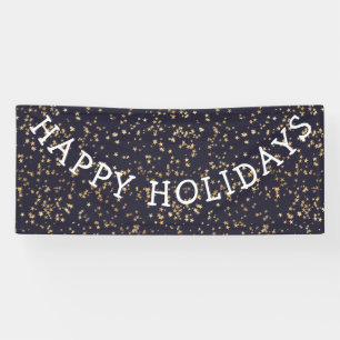 Banderoles Joyeuses Vacances Gold Stars Marine Bleu Noël