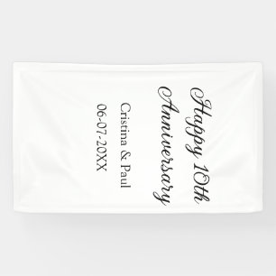 Banderoles Joyeux 10e anniversaire simple nom de mariage mini