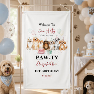 Banderoles Joyeux 1er Anniversaire Garçon Chiot Mignon Fête