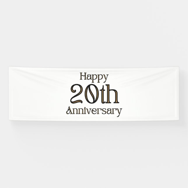 Banderoles Joyeux 20e anniversaire 2.5x8 Vinyl Banner (Horizontal)