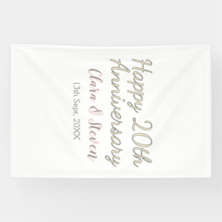 BANDEROLES JOYEUX 20E ANNIVERSAIRE DE MARIAGE NOM PINK GRAY P