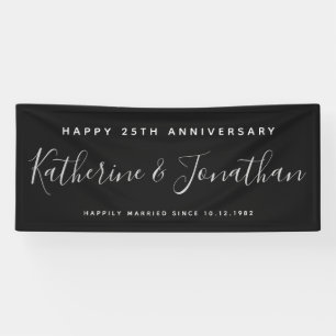 Banderoles Joyeux 25e anniversaire Mariage Silver Custom