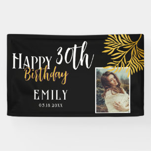 Banderoles Joyeux 30e Anniversaire Fond de Photo Feuillage Do