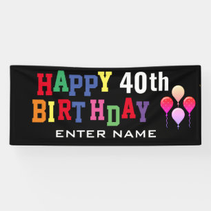 Banderoles Joyeux 40e anniversaire avec les ballons Black Cla