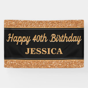 Banderoles Joyeux 40e anniversaire Gold Parties scintillant N