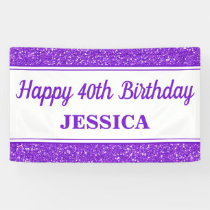 Banderoles Joyeux 40e anniversaire Parties scintillant violet