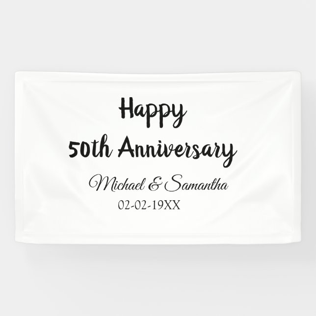 Banderoles Joyeux 50e anniversaire ajouter nom du couple date (Horizontal)