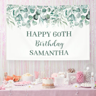 Banderoles Joyeux 60e anniversaire Eucalyptus Botanique Rusti